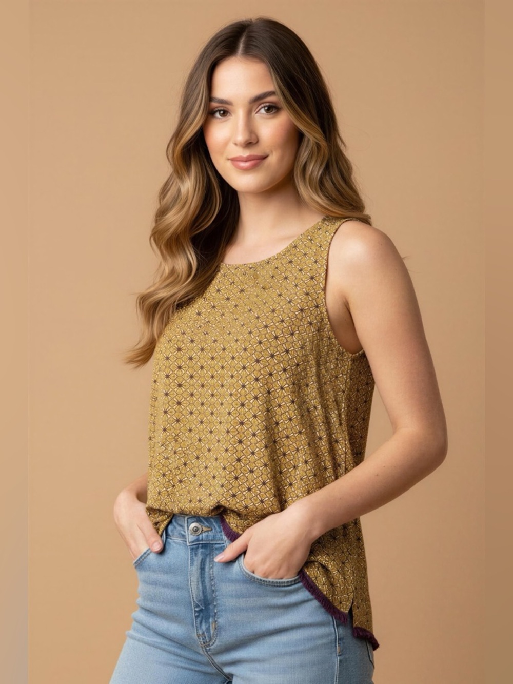 Charming Charlie Floral Lightweight Sleeveless Tank Top Size S